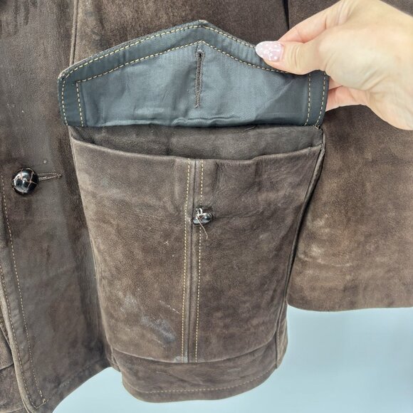 The Leather Shop Vintage Brown Suede Jacket Mens Size 46 Western Rustic *Read - Picture 6 of 16